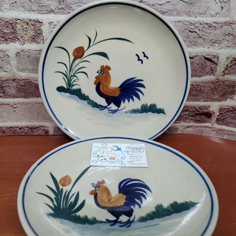 [GỐM CAO CẤP]COMBO 2c DĨA GÀ CAO CẤP 25CM