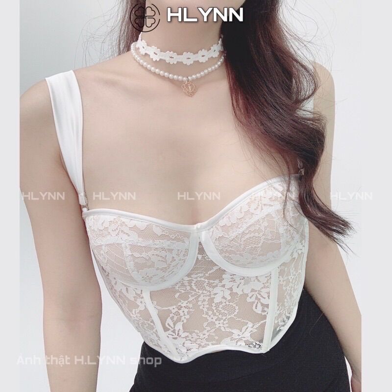 M149 Áo corset ren viền lụa sóng
