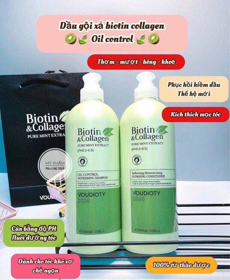 [Hcm]Bộ Gội Xả Biotin Collagen Oil Control Xanh Lá