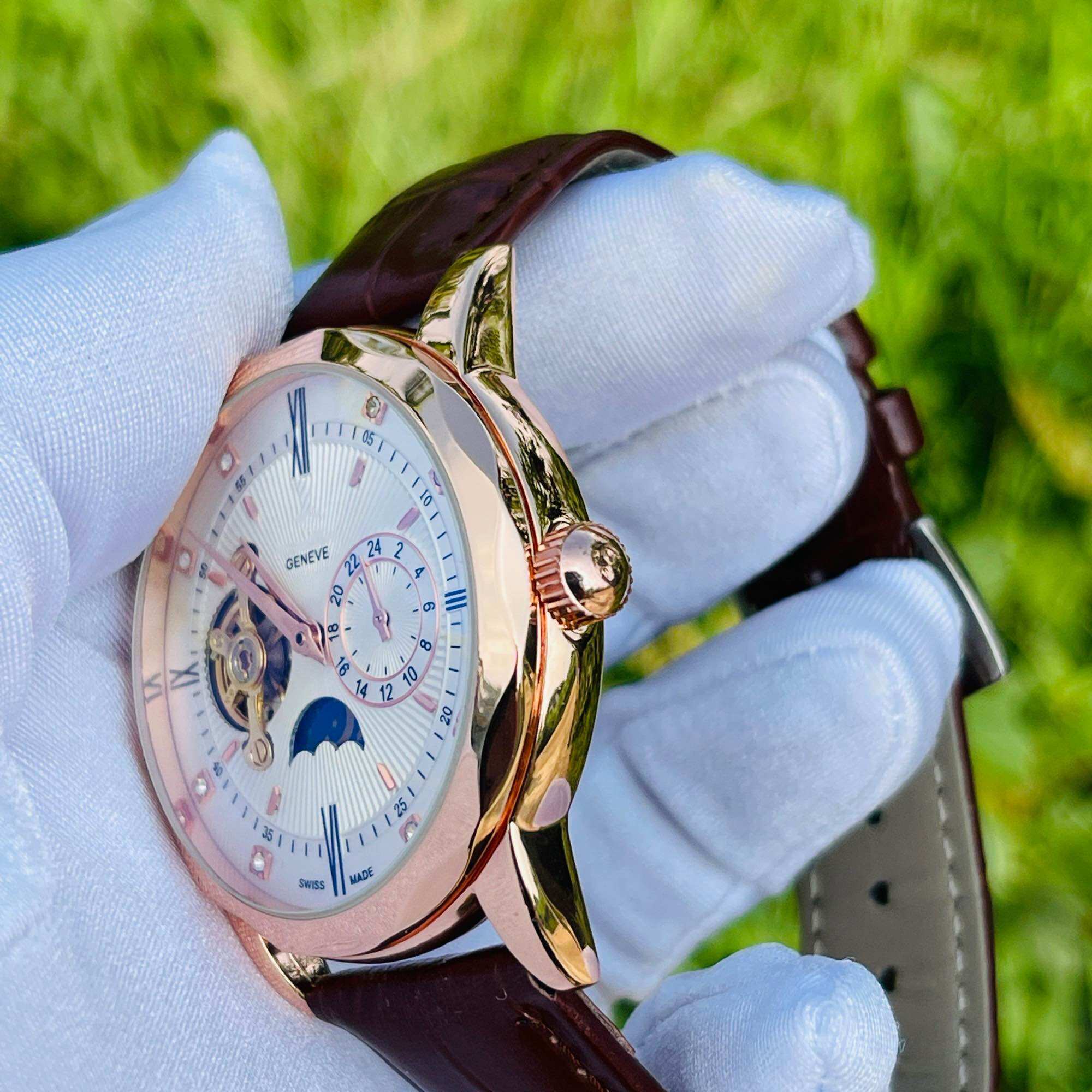 Đồng hồ cơ nam dây da máy cơ automatic cao cấp sang trọng