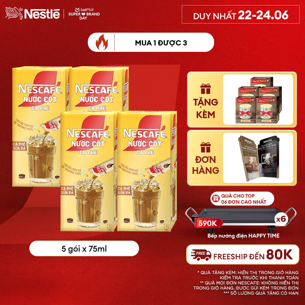 [ƯU ĐÃI THÁNG 6] Combo 4 hộp Nước Cốt Cà Phê NESCAFÉ Cà phê Sữa Đá
