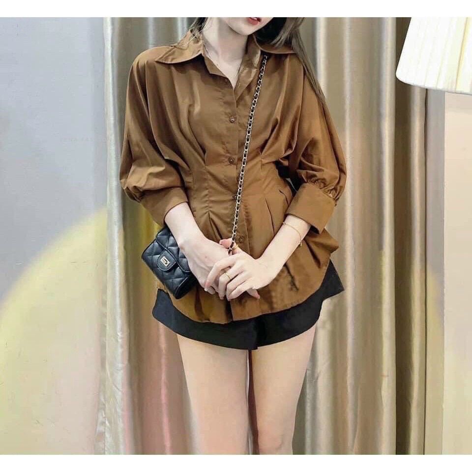 Áo sơ mi xếp ly eo tôn dáng siêu đẹp
