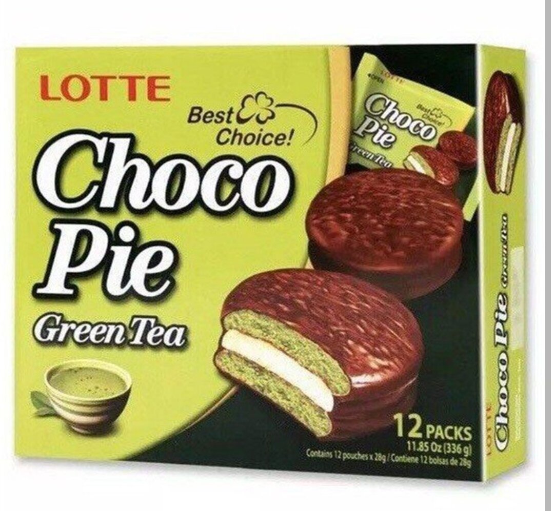 KR-Bánh Lotte Choco Pie Vị Matcha 12 Gói x Hộp 336g