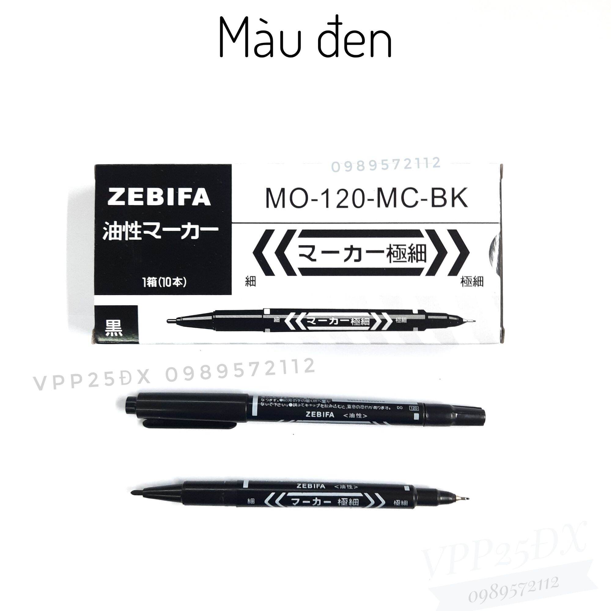 (10 cái) Bút dạ kính,Bút lông dầu 2 đầu nhỏ Zebifa Mo 120 (loại rẻ)