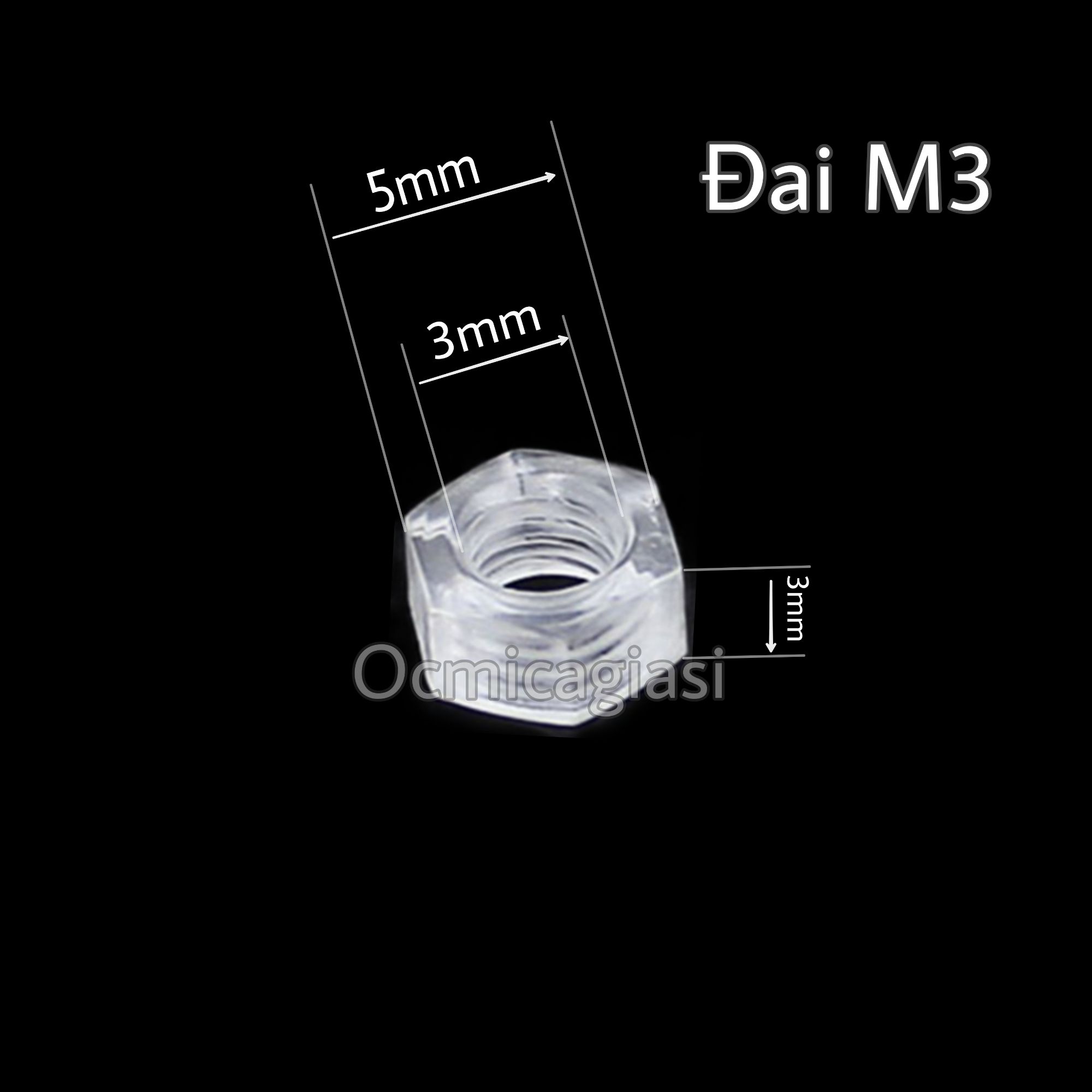 Combo 20 đai ốc mica, pc M3 trong suốt