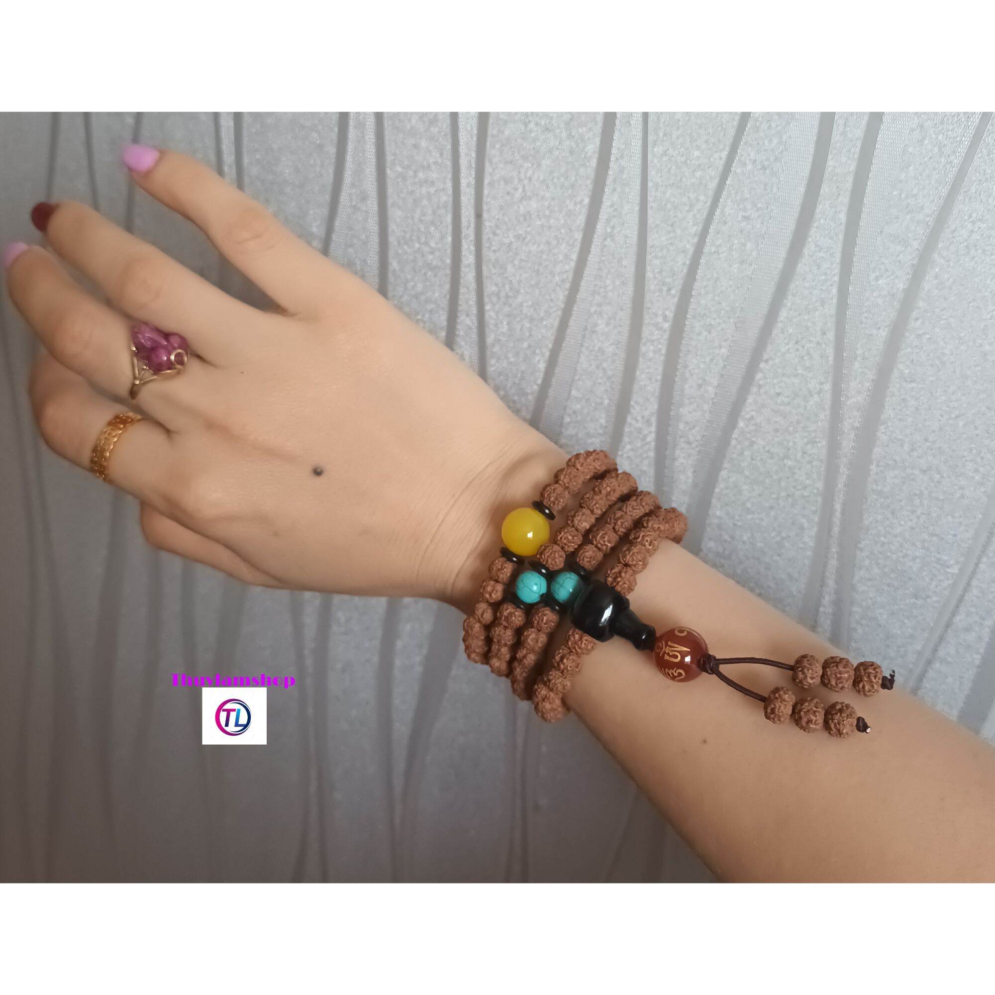 Vòng kim cang Tây Tạng chuỗi 108 hạt đeo cổ đeo tay đều được size 8li