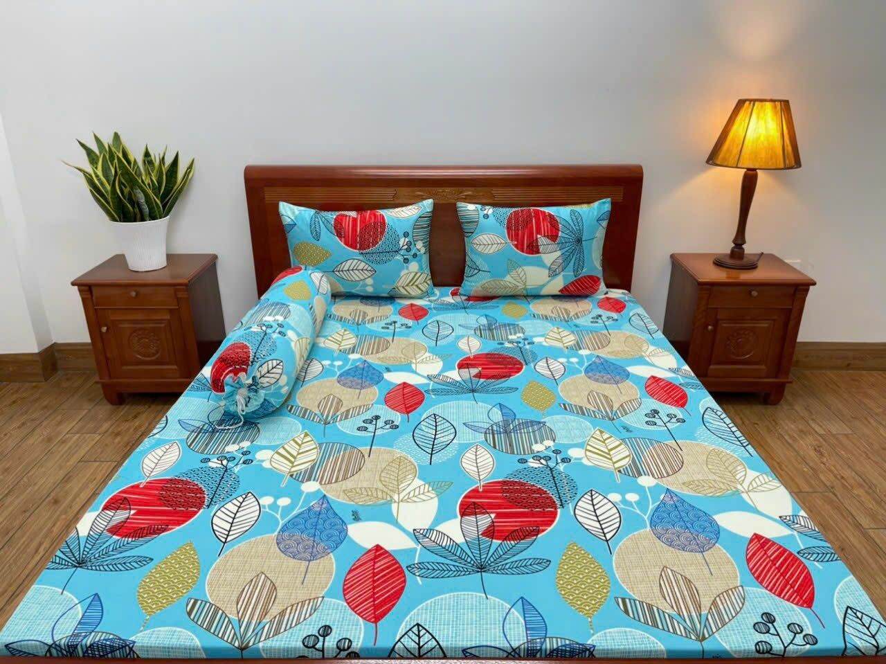 Bộ Ga Giường Thun Lạnh Hàn Quốc 4 Món ( 1 ga bọc + 2 vỏ gối nằm + 1 vỏ gối ôm )