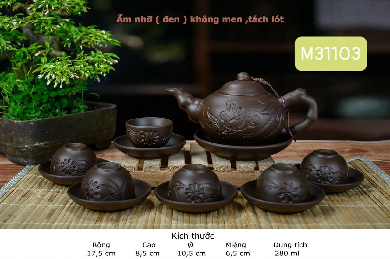 Bộ ấm trà Tử sa. Gốm sứ Bát Tràng