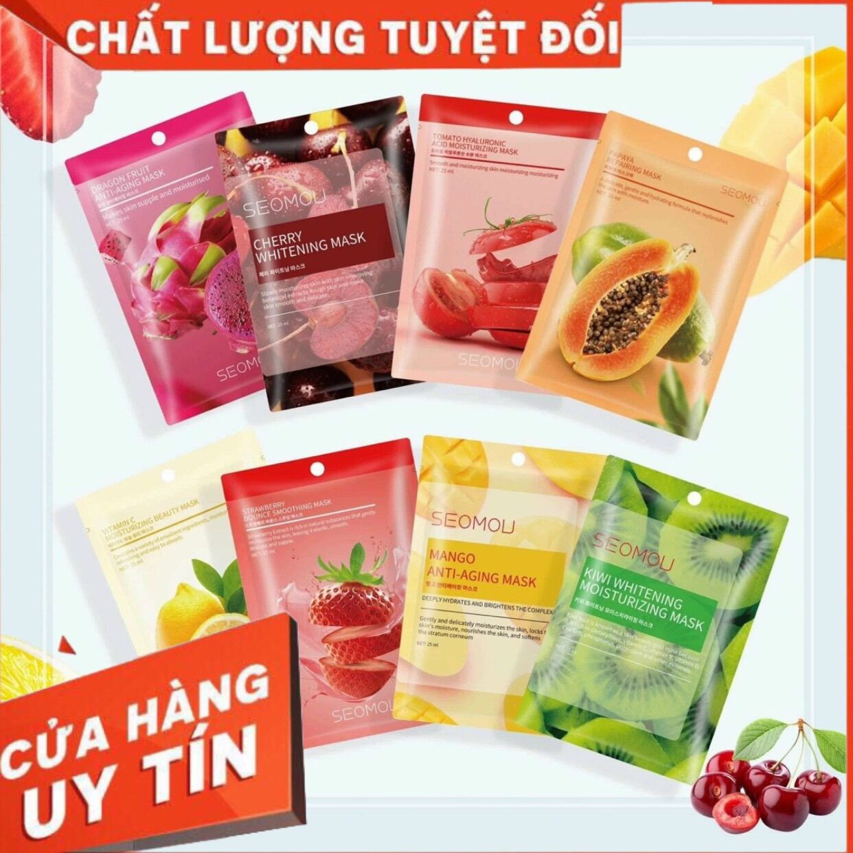 Mặt nạ trái cây seomou combo 10 miếng