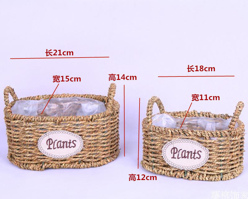 Chậu hoa đan mây đan cói chậu hoa đan cành liễu cắm hoa giỏ hoa treo tường cây xanh xách tay đan tre đan xanh chậu lan hồ điệp