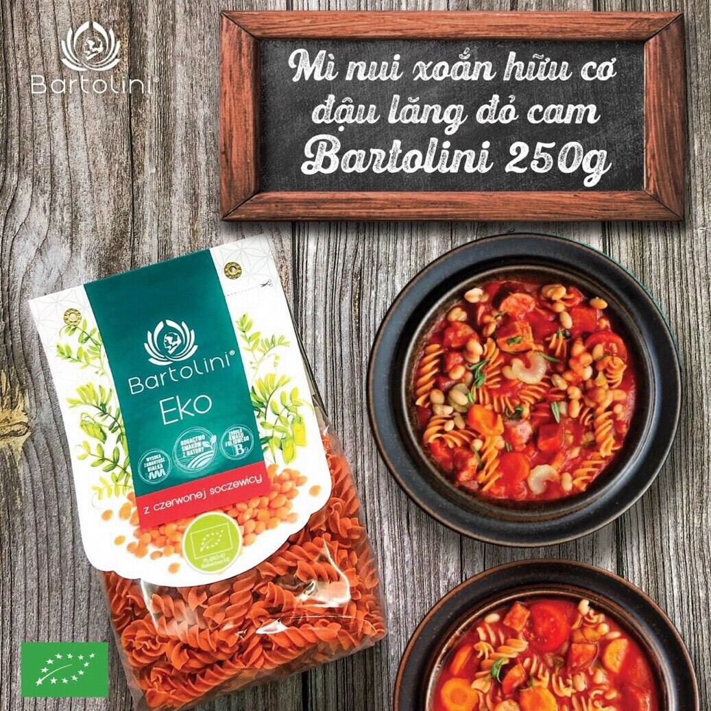 Mì nui xoắn hữu cơ đậu Hà Lan Bartolini 250g