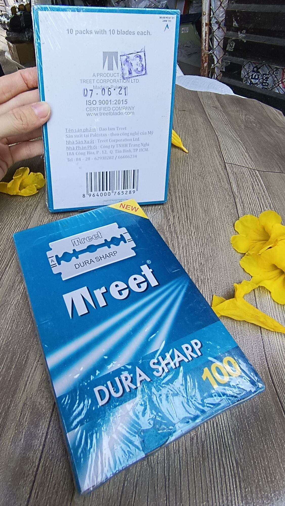Hộp dao lam TREET xanh xịn (100 lưỡi)