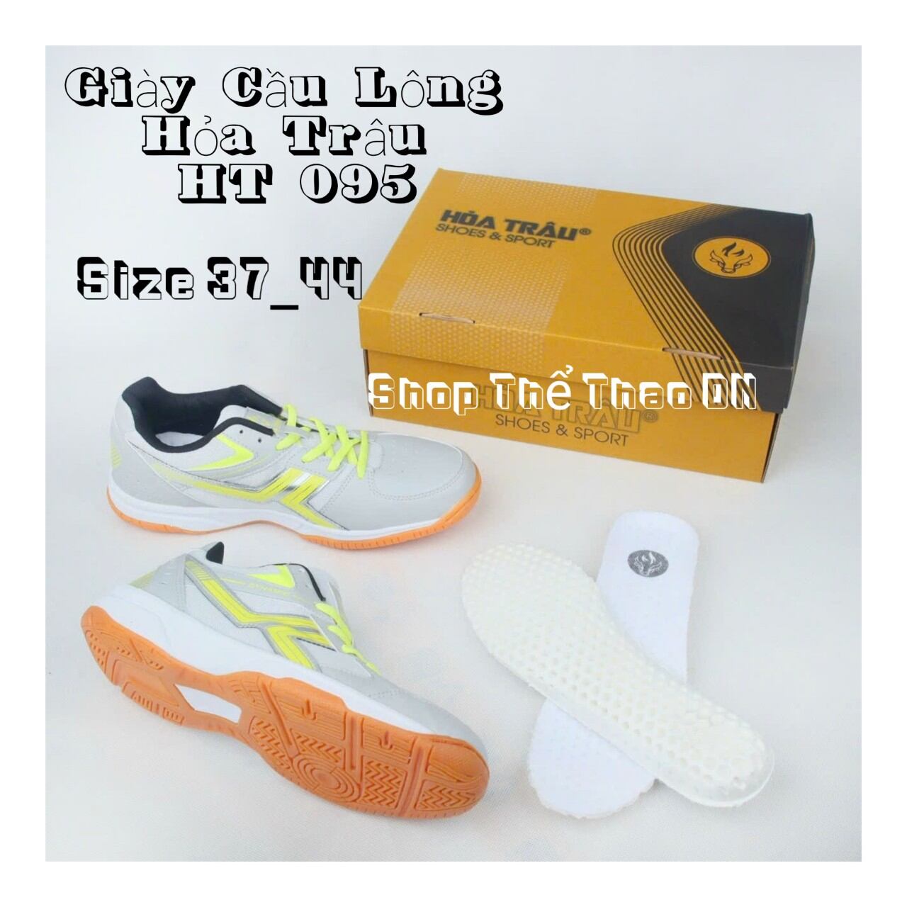Giày cầu lông cao cấp ht 015 nam nữ xám phối