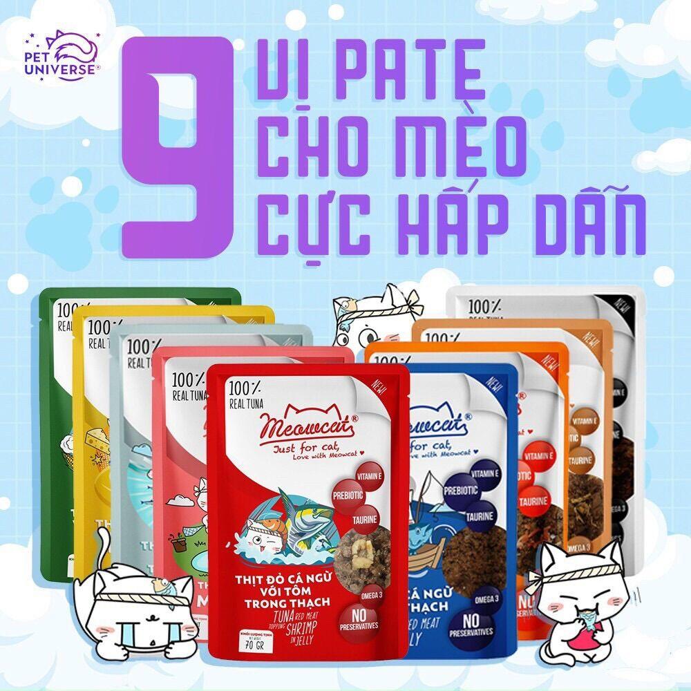 Combo 12 gói pate meowcat cho các chiếc mèo