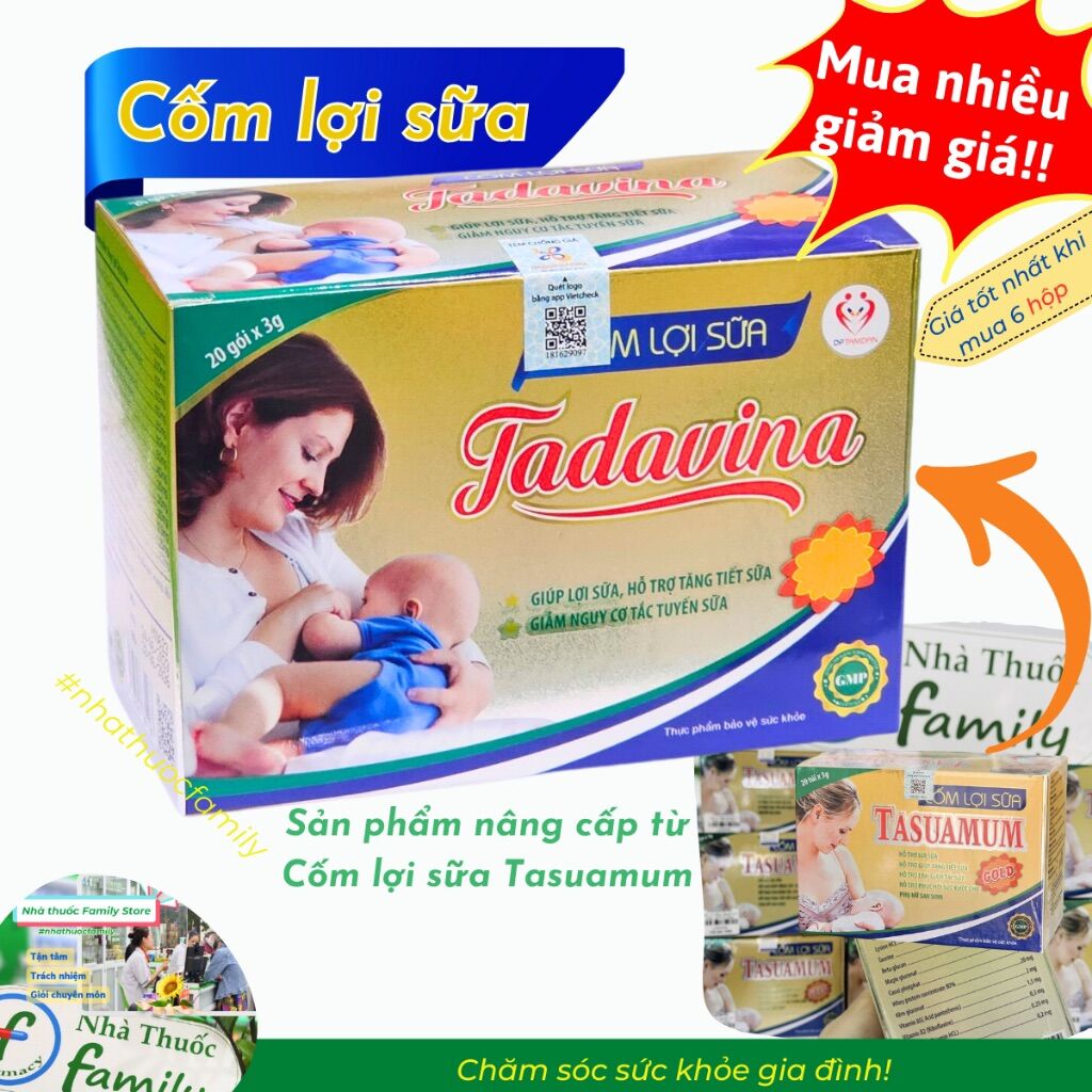 Cốm lợi sữa tadavina mẫu mới của tasuamum gold cho mẹ sau sinh