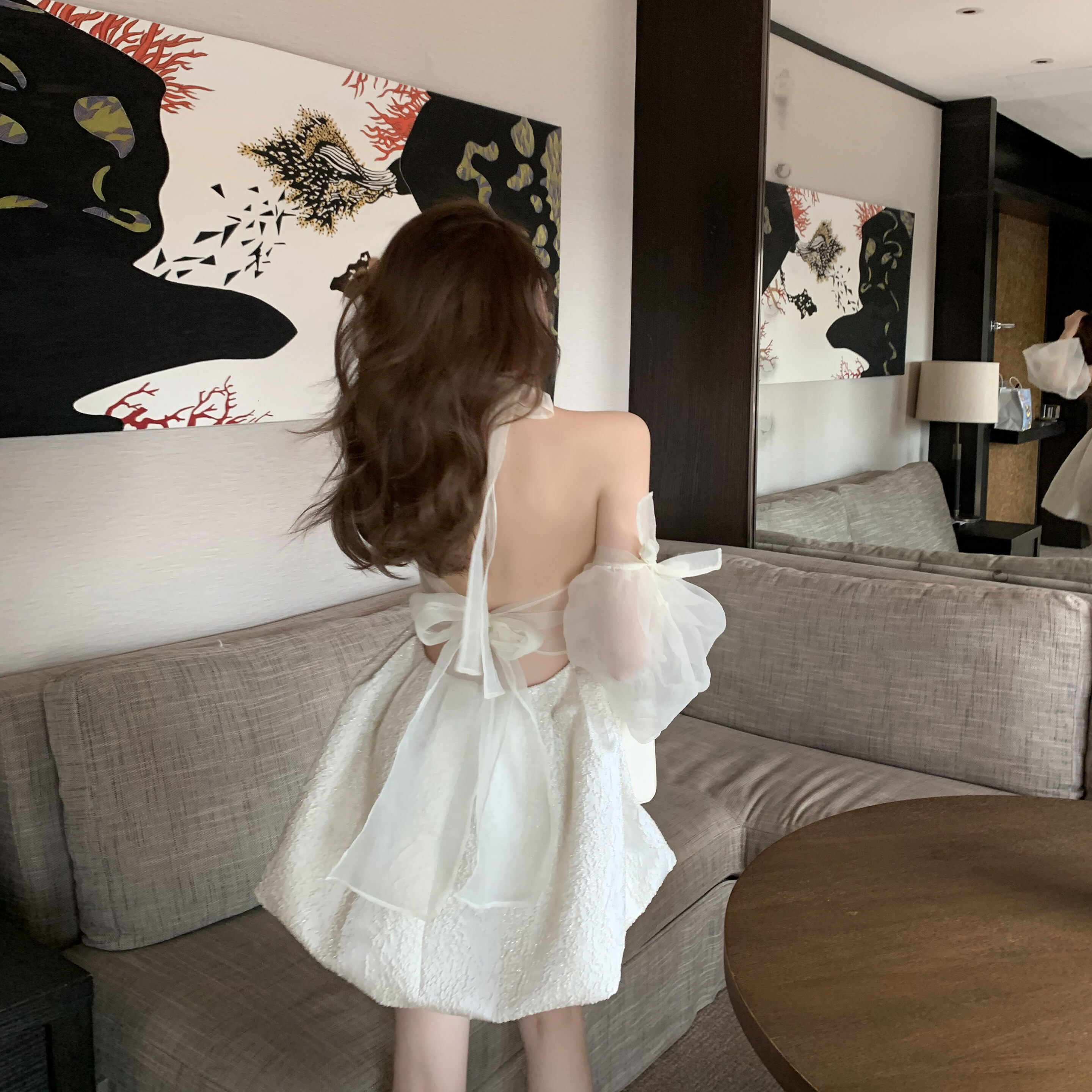 HÀNG SẴN Váy voan hai dây màu trắng hở lưng thắt nơ voan điệu đà gợi cảm  xòe bồng bềnh HÀNGMỚIVỀ  Shopee Việt Nam
