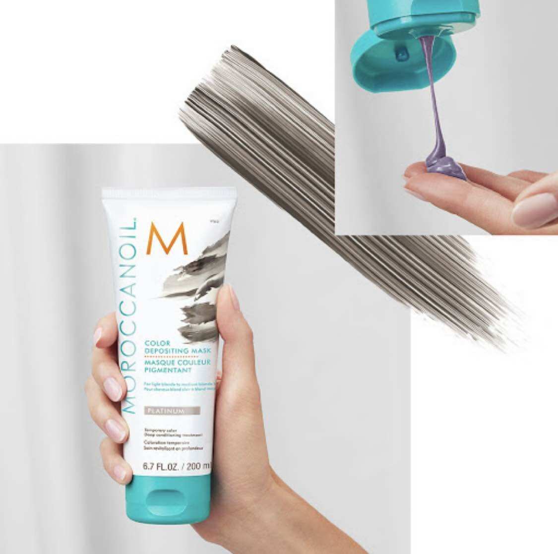 Mặt Nạ Dưỡng Bổ Sung Hạt Màu Platinum (màu bạch kim) Moroccanoil Color Depositing Mask 200ml