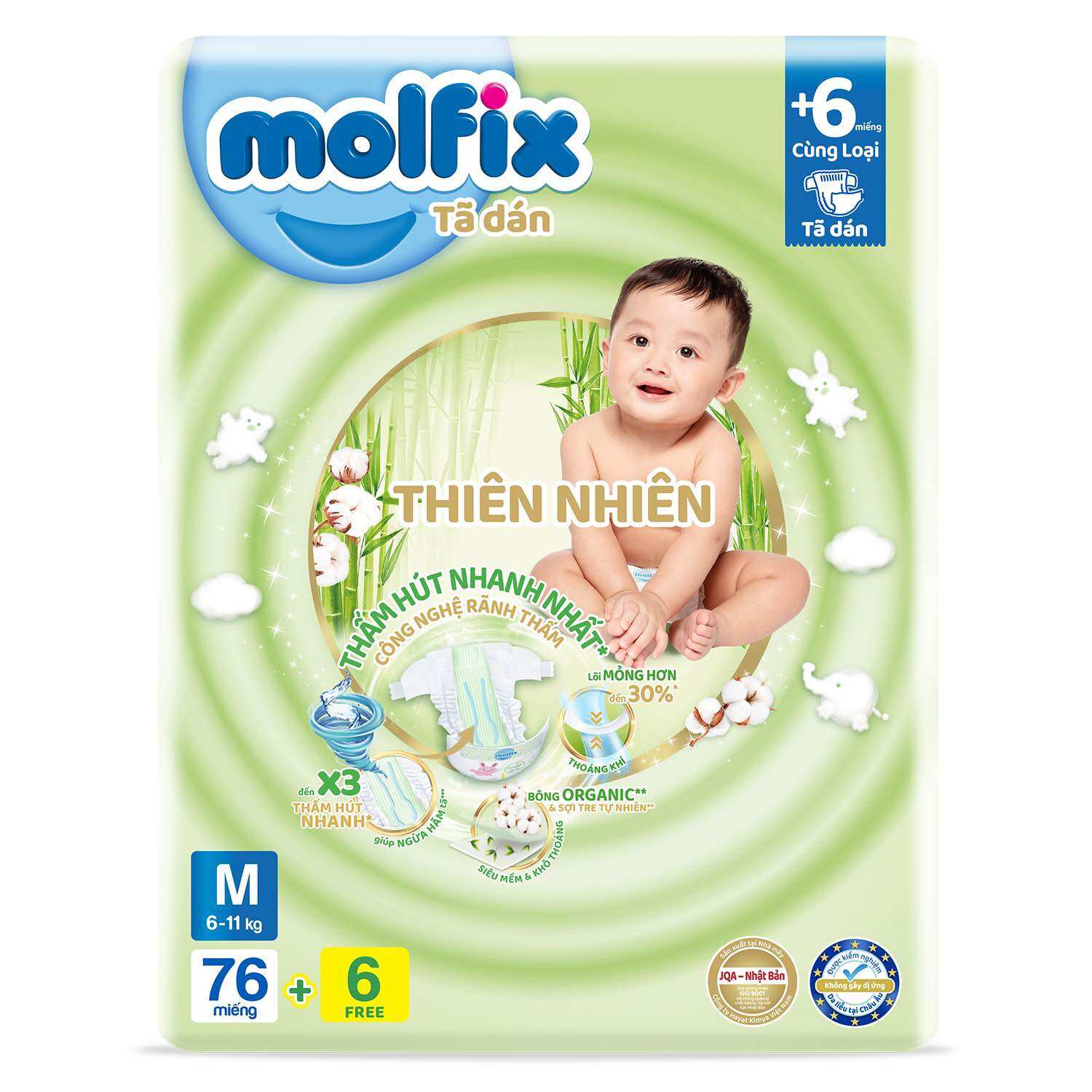 Tã dán molfix đủ size cho bé.