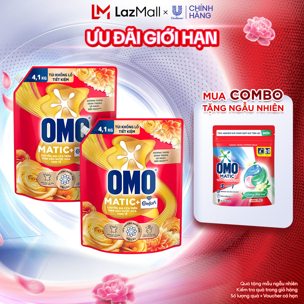 (Livestream) - Combo 2 túi nước giặt OMO Matic cửa trên 4.1kg/túi