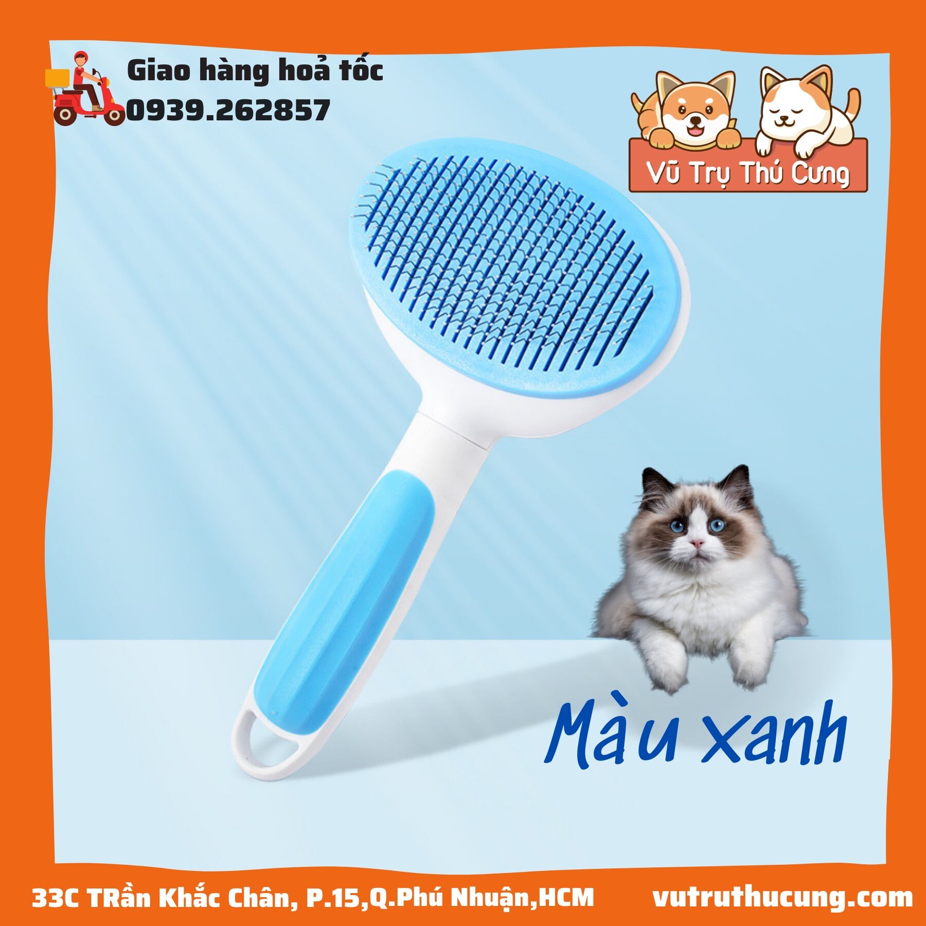Lược chải lông chó mèo có nút bấm