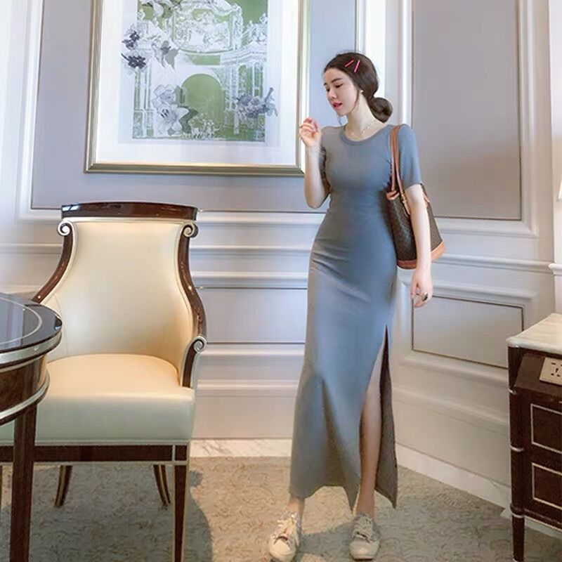 Đầm body dáng dài xẻ tà tôn dáng chất siêu đẹp