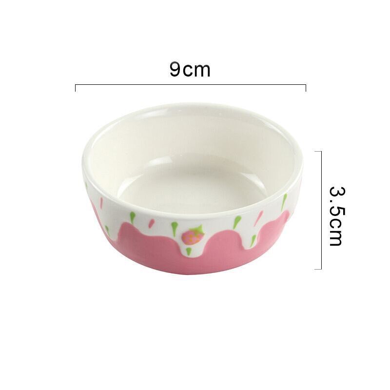 Chén ăn sứ Kem Dâu - chén sứ ăn dành cho Hamster
