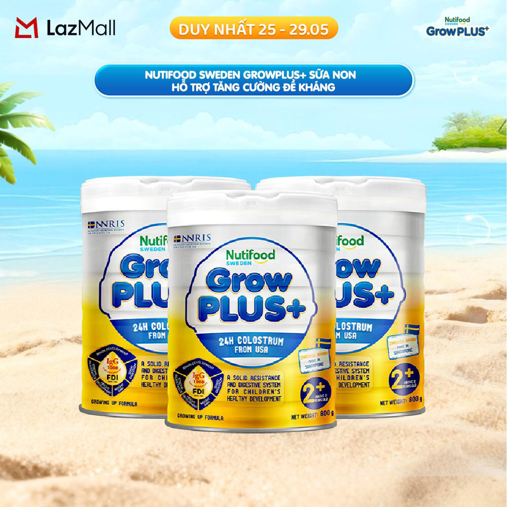 Combo 3 Sữa non GrowPLUS+ (vàng) - Hỗ trợ tăng cường đề kháng trên 2 tuổi Singapore tăng cường hệ miễn dịch và hấp thu chất dinh dưỡng (3lon x Lon 800g) - Grow Plus+