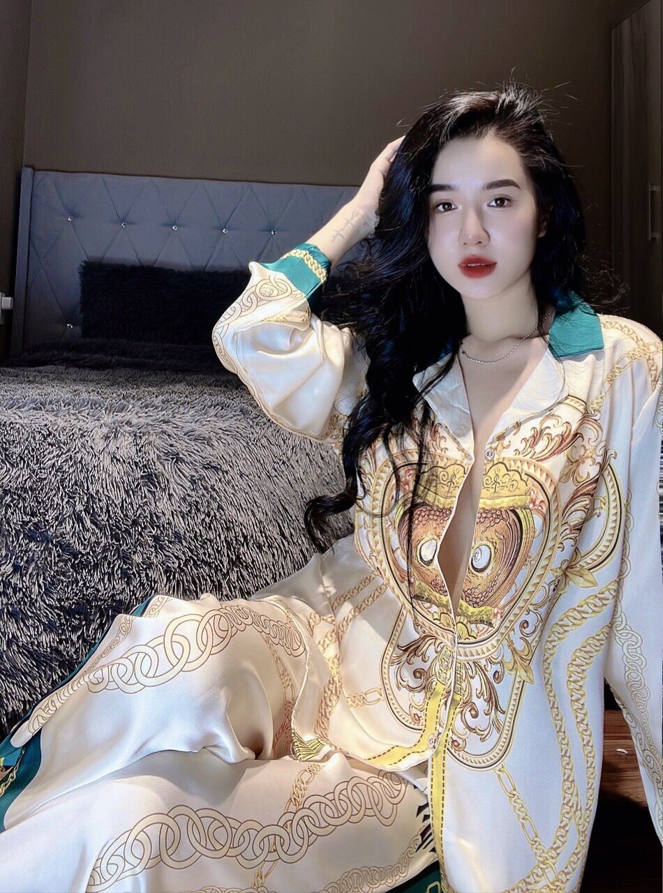 Đồ bộ mặc nhà , Pyjama Lụa Thiết Kế QC Mẫu Siêu Hot