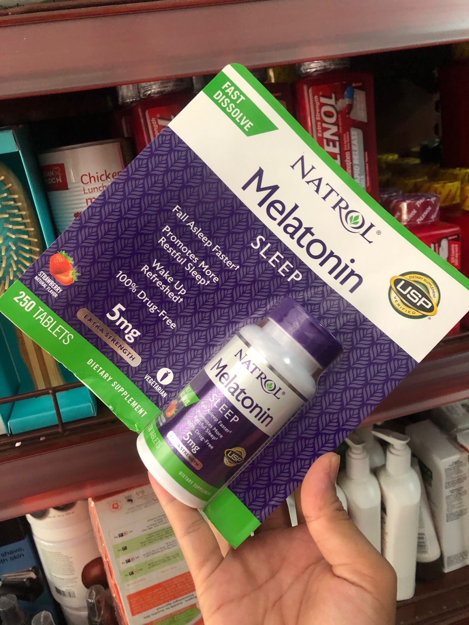 Viên ngậm giúp ngủ ngon Melatonin 5mg Natrol 250 viên Mỹ