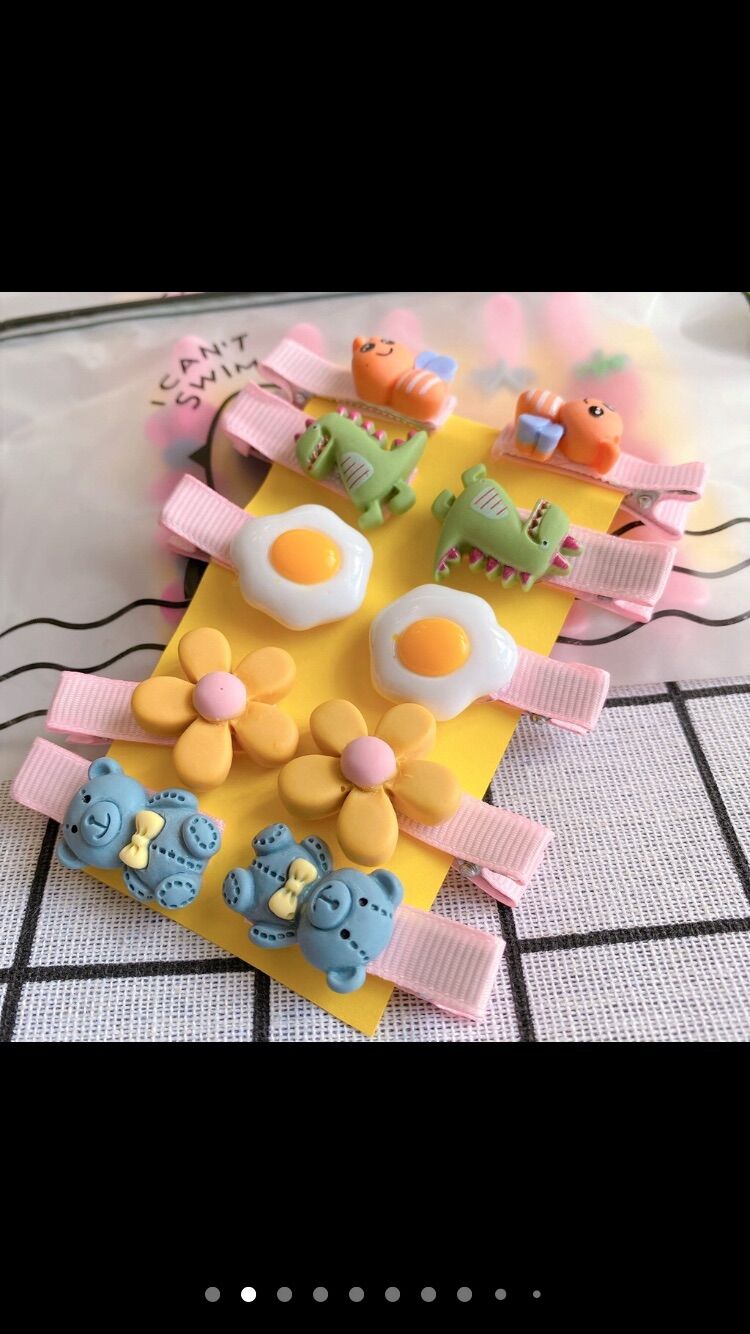 Set 10 kẹp tóc cho bé gái, cặp tóc hình hoa quả, trái cây, con vật xinh xắn đáng yêu