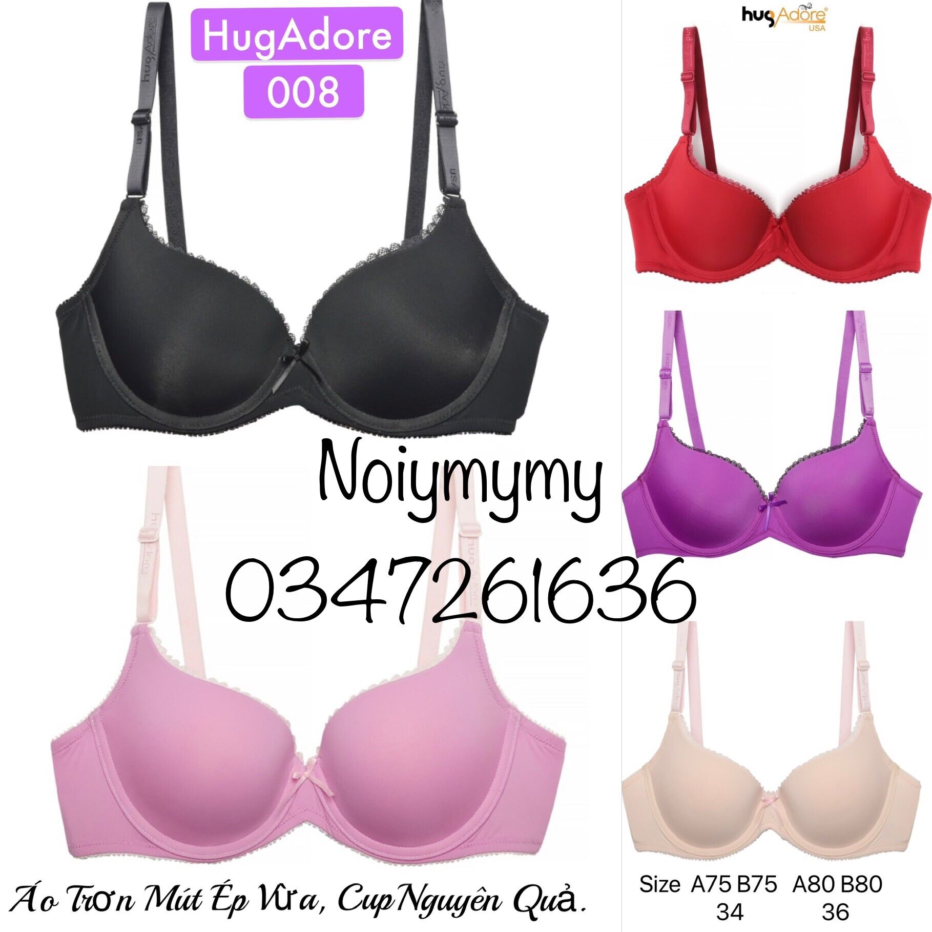 👙 áo hugadore trơn mút ép vừa