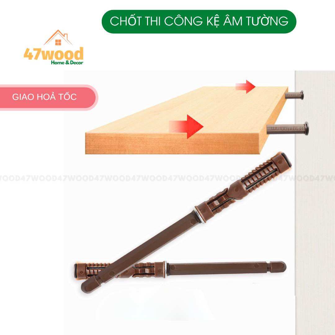 Chốt âm tường kệ chịu lực cao, pát âm tường treo tường thi công nội thất, phụ kiện nội thất, đồ kim khí - Ty đỡ kệ tường treo kệ tủ 47wood
