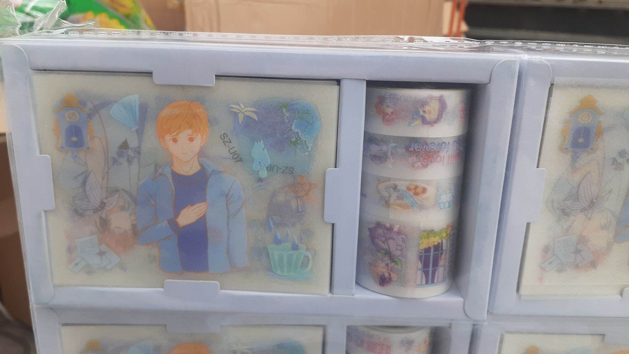 hộp sticker trang trí và băng keo sticker