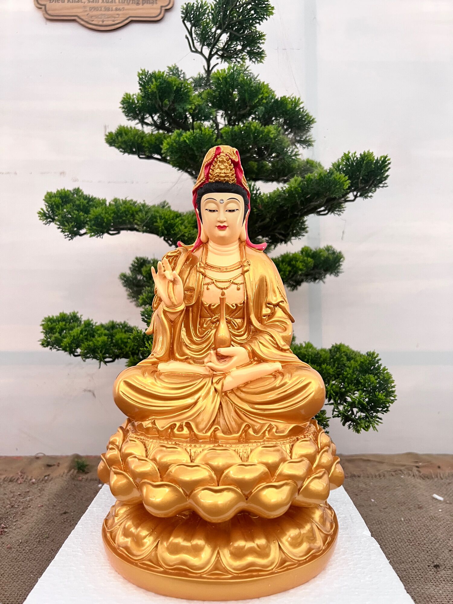 Tượng phật bà quan âm /a di đà ngồi 30cm | tượng phật hoa tiên