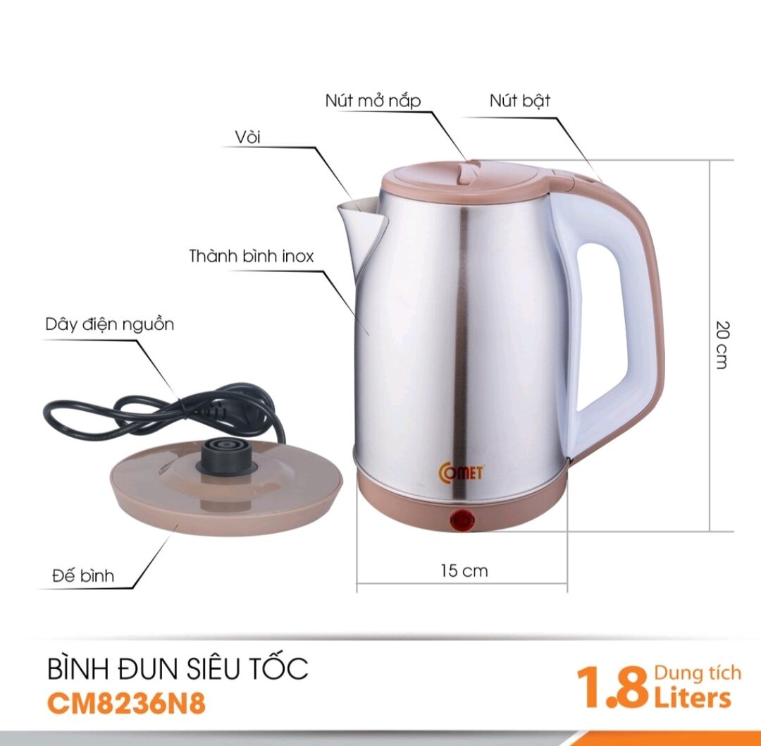 Bình đun siêu tốc COMET - CM8236N8