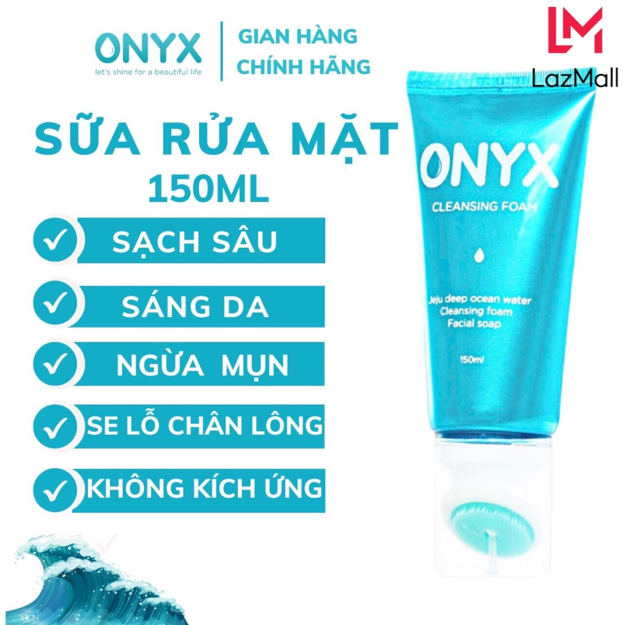 Sữa rửa mặt kèm đầu cọ massage làm sạch sâu 150 ml | onyx bảo thy