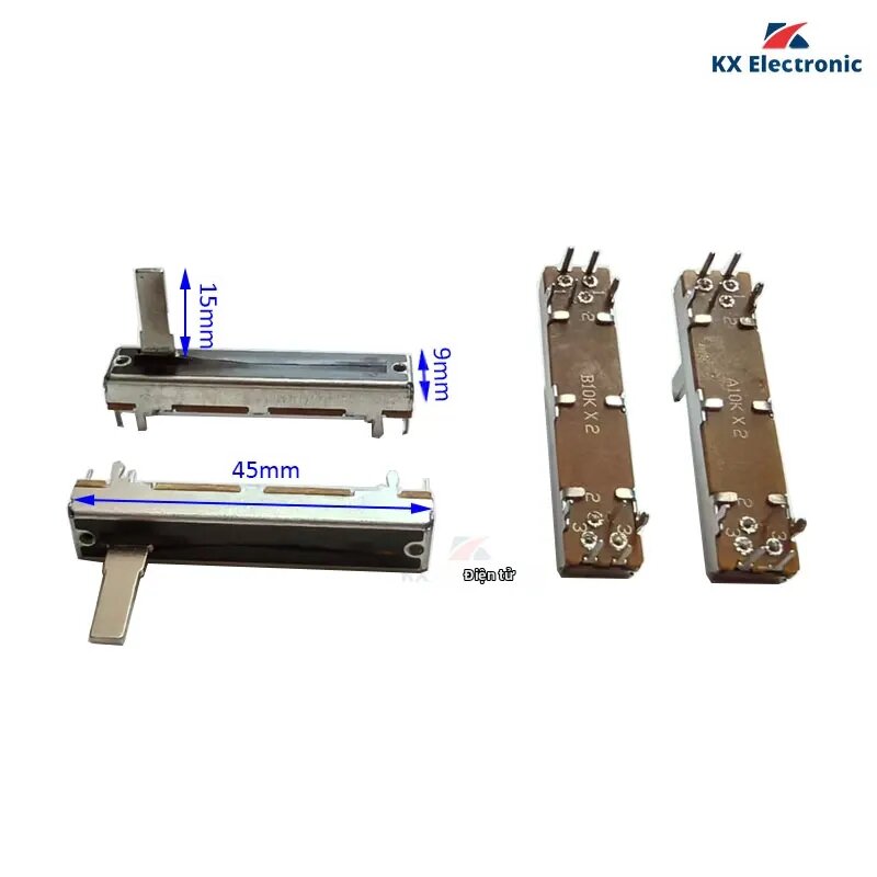 5 Chiếc 45mm Chiết Áp Trượt Thẳng A10K B10K Dual Stereo Fader Mixer Handle 15mm – Thành Phần Kỹ Thuật Âm Thanh