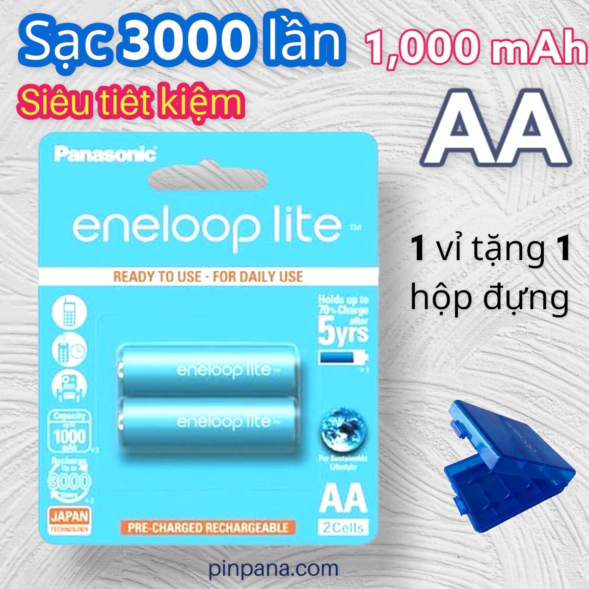 Pin sạc Panasonic eneloop LITE AA 1000mAh, ngon bổ rẻ