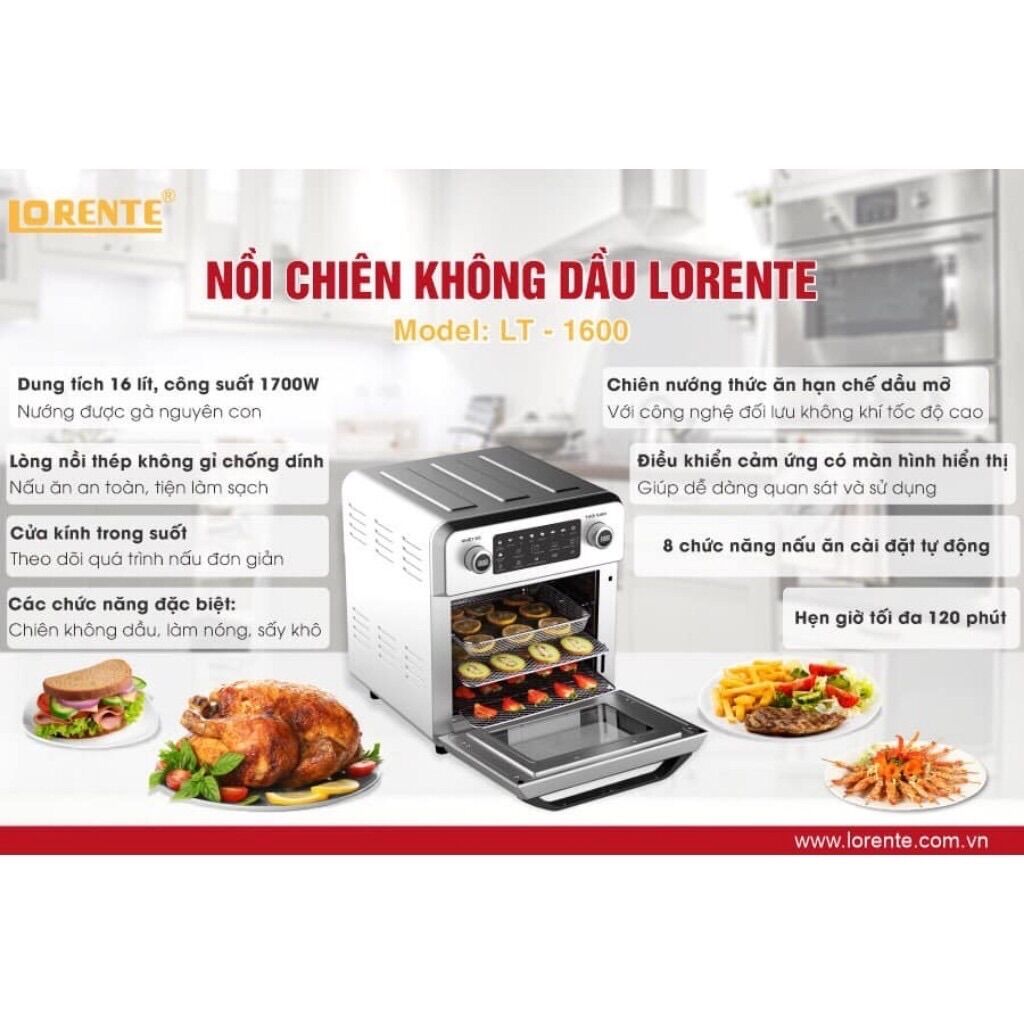 Nồi chiên không dầu 16L Lorente LT-1600