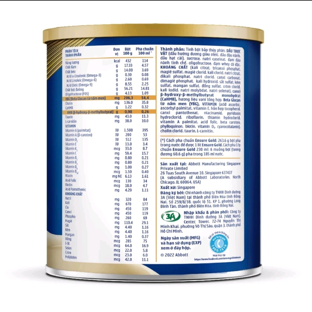 [Date Mới] Sữa Bột Ensure Gold 380g - Hương Vani