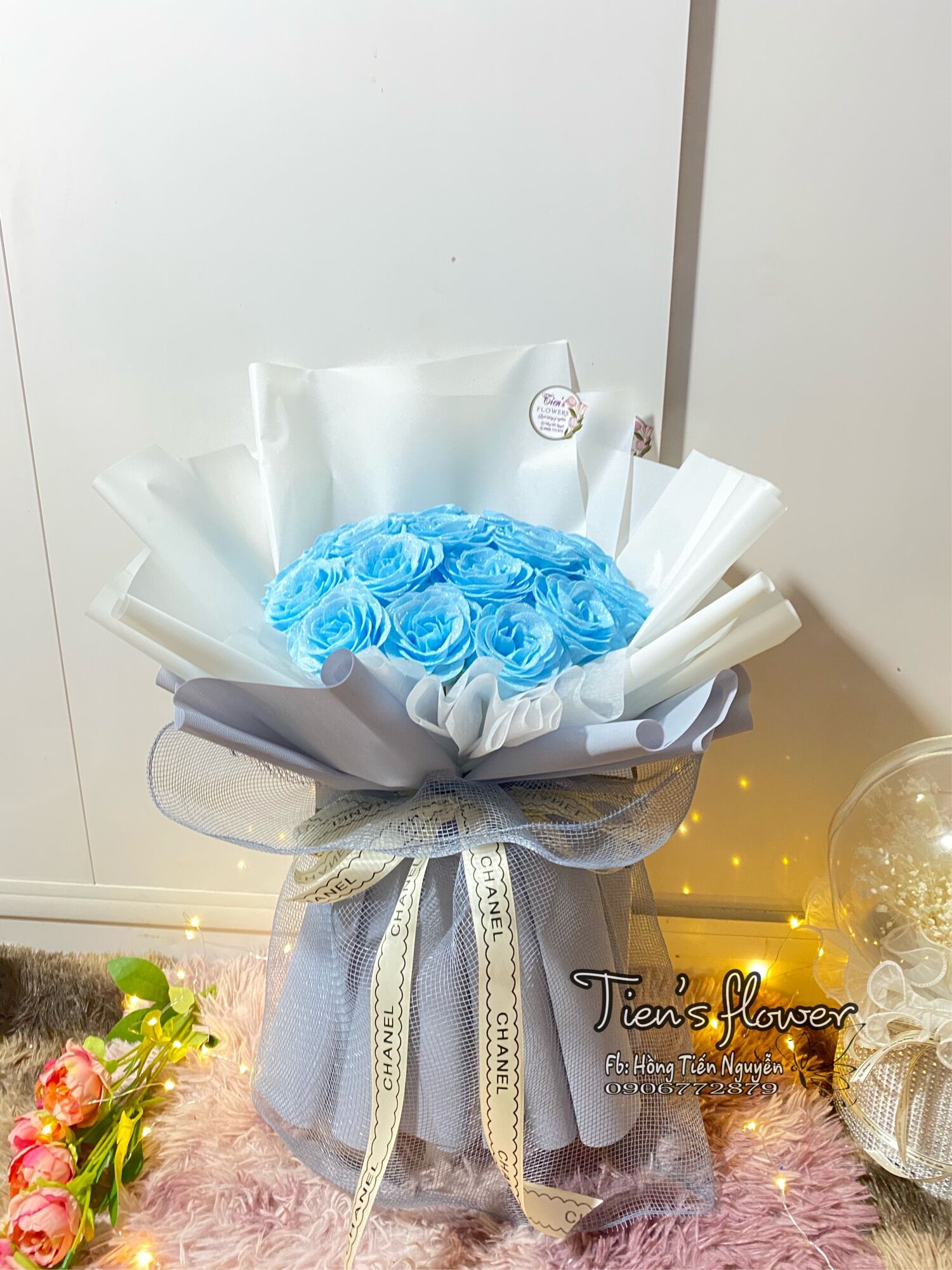 Quà sinh nhật - Bó hoa nhũ kim tuyến 19 bông , quà sinh nhật, 8/3,14/2,20/10,20/11