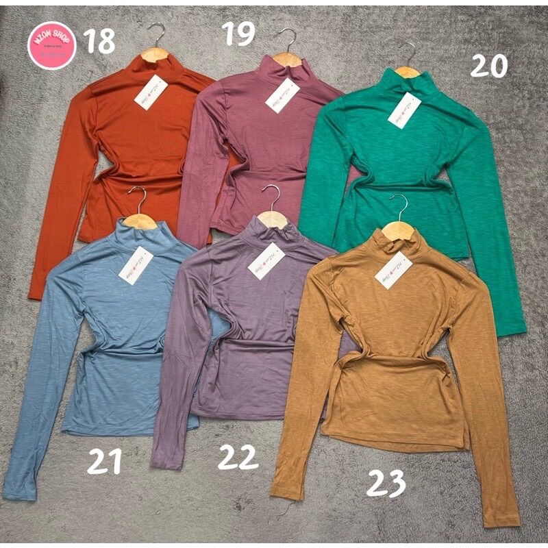Combo 3 áo thun trơn cổ lọ tay dài