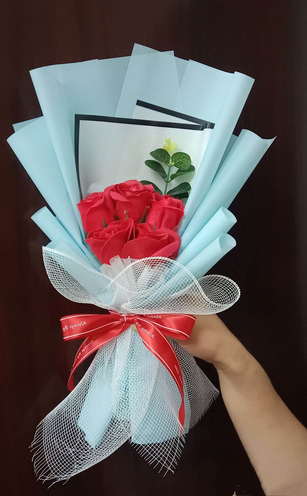 Hoa hồng sáp siêu thơm 5 bông bó to