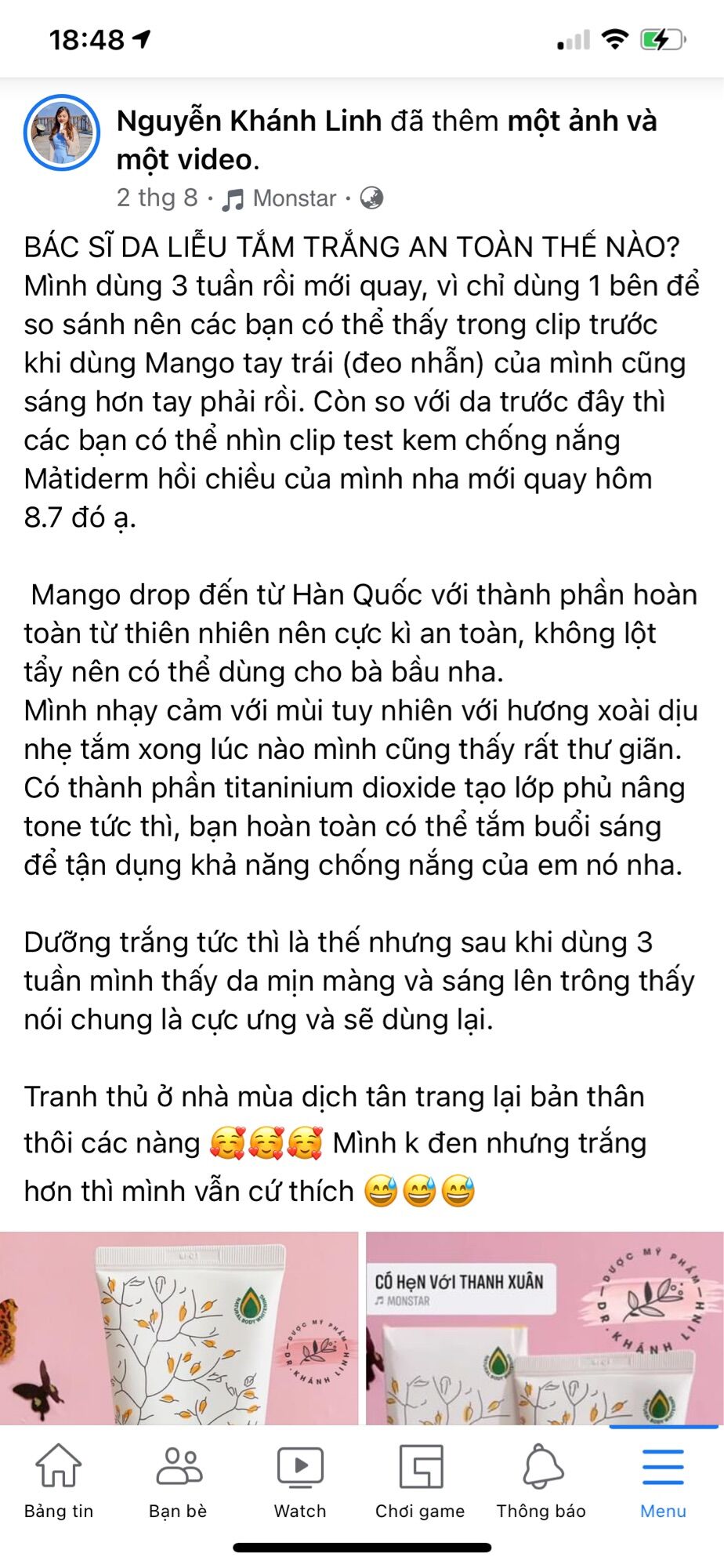 [CHÍNH HÃNG] KEM TẮM TRẮNG NÂNG TONE TỨC THÌ MANGO DROP 200ml