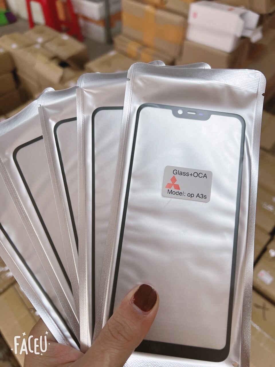 Kính liền keo oppo a3s/a5/c1