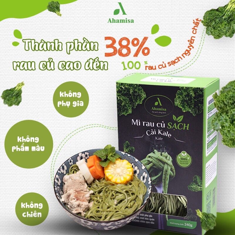 [Siêu Sale] Mì Rau Củ Sạch Cải Kale Ahamisa 240g