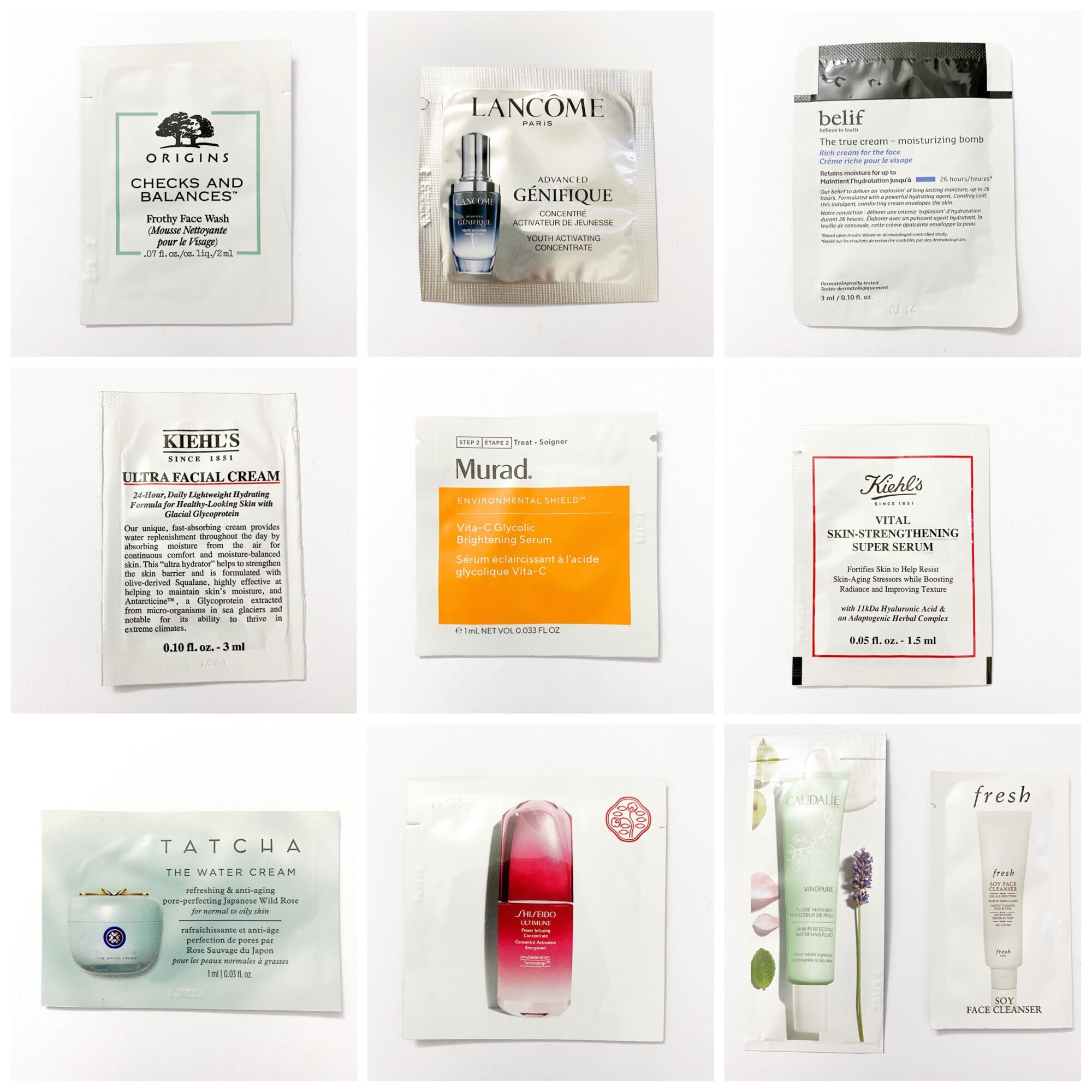 Sample mỹ phẩm các hãng Kiehls, Lancome...