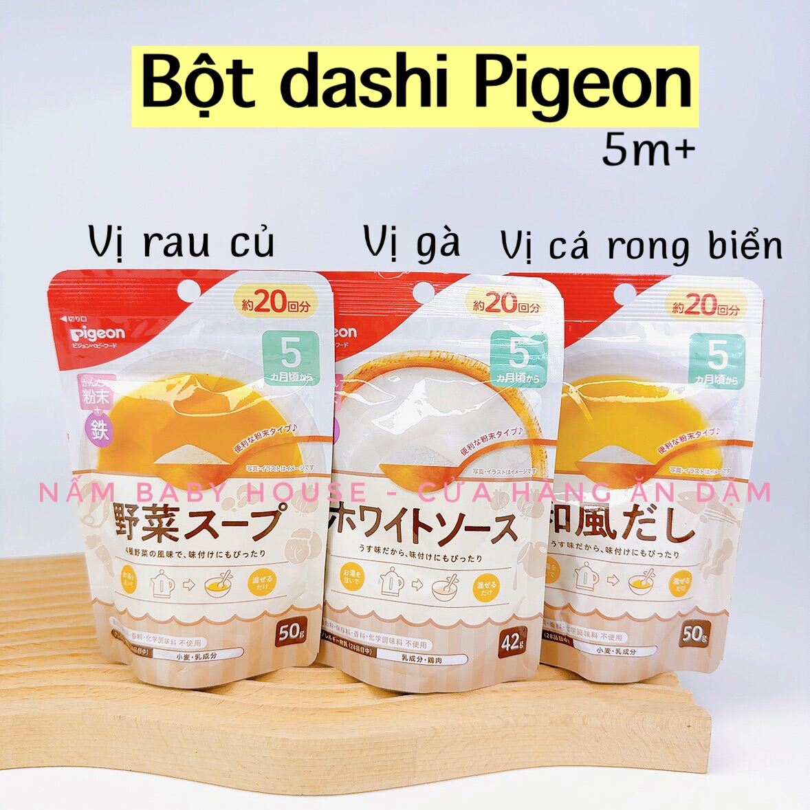 Bột dashi Pigeon Nhật Bản cho bé ăn dặm từ 5 tháng
