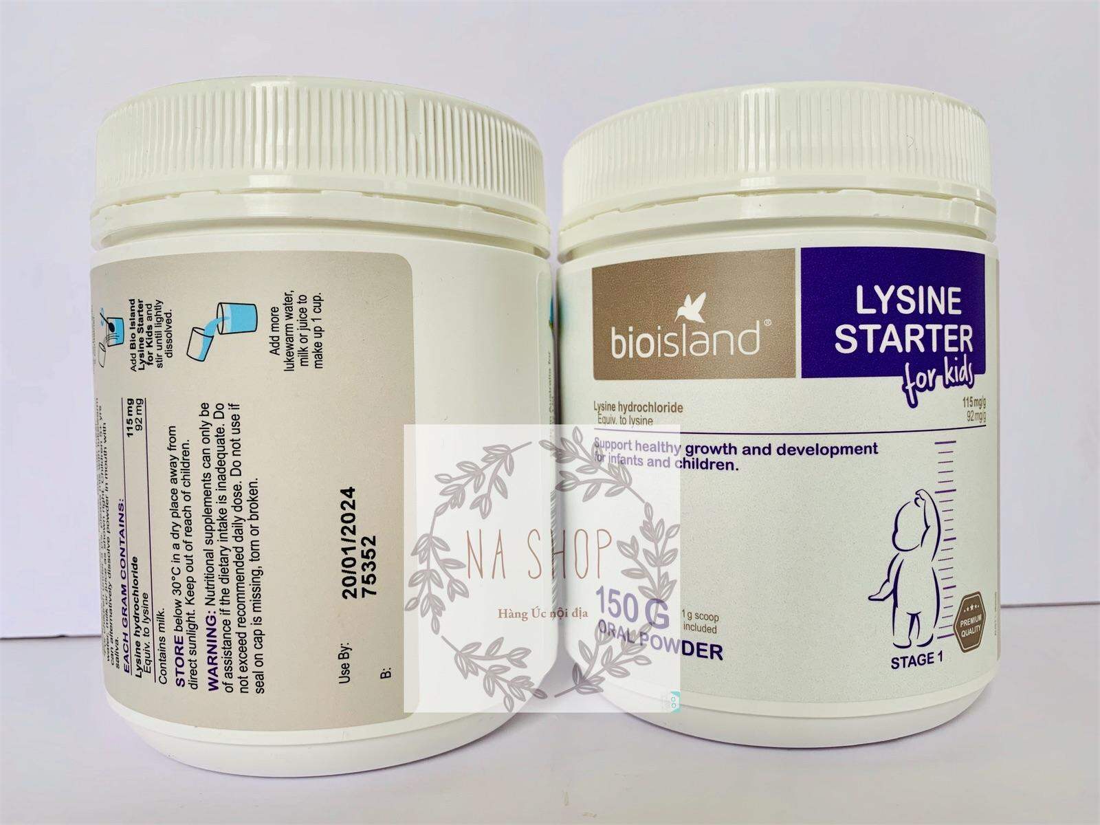 Bột tăng chiều cao Bio Island Lysine 150g- Úc (Mẫu mới- tem chemist)