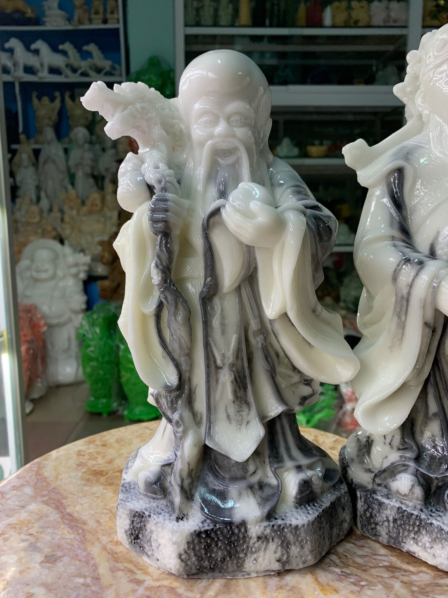 Tượng Tam Đa, Phúc Lộc Thọ Đá Đúc 30cm – Quà Tặng Phong Thủy May Mắn, Trang Trí Sang Trọng
